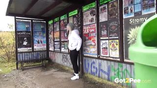 Sexy Pissing at the Bus Stop