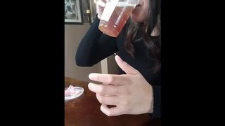 Teen Stephanie Gets Bored during Quarantine- Pours Cum from Condom into Tea