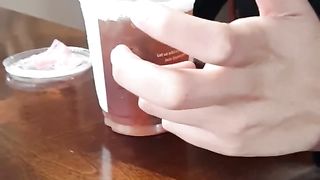 Teen Stephanie Gets Bored during Quarantine- Pours Cum from Condom into Tea