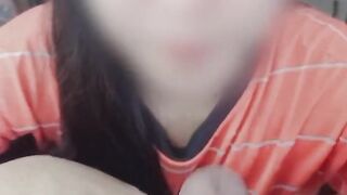 Thai Teen Girlfriend Sucking Dick when Parent at Home POV