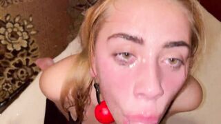 Cumshot after rough face fuck & deep throat  DEEPTHROAT FACEFUCK