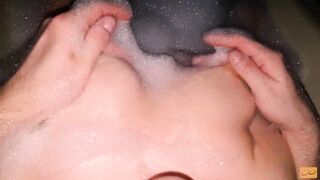 Horny FIT girl CUMS in the BATH after a workout - UnlimitedOrgasm touching BOOBS