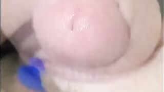 PreCum weaving with new pocket pussy, watch him cum all over my freshly painted nails!