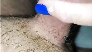 PreCum weaving with new pocket pussy, watch him cum all over my freshly painted nails!