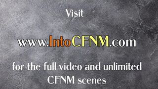 CFNM classy femdoms suck and jerk bondage dude in group