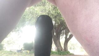 horny milf outside has quick orgasm ride on BBC