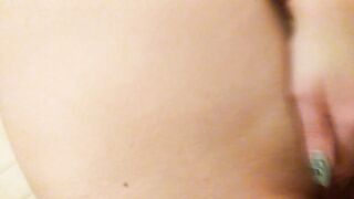 Gentle nude striptease and masturbation with orgasm in the bathroom. Close-up