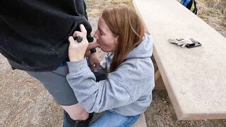 Blowjob in a public campground after a hike