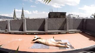 Taking a sunbath in a micro bikini dirty eyes