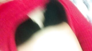 Home striptease in a red sweater and masturbation with a gentle orgasm. Close-up. Part 2