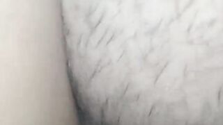 Fucking Lily's wet and hairy pussy in doggy style