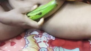 Indian Sruti bhabi fucking with vegetable at home