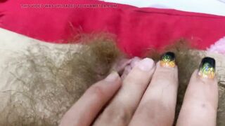 Pulsating clitoris orgasm closeup pov hairy pussy