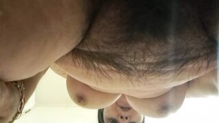 Mommy touches and masturbates her big hairy pussy