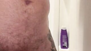 Trans Man with Big Clit Squirts in Shower