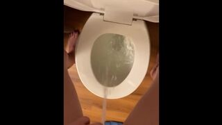 Girl Makes Huge Mess Pissing In Toilet Standing Up