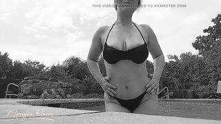 Boobs Tease at the Pool in Black & White