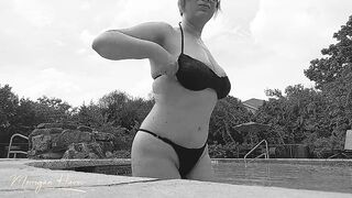 Boobs Tease at the Pool in Black & White