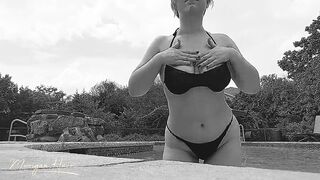 Boobs Tease at the Pool in Black & White