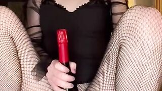 Rubbing my pussy with a wine bottle