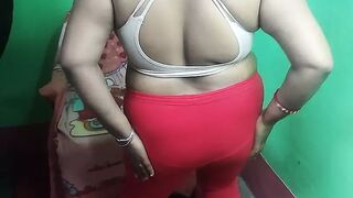 Indian Sruti bhabi strips in red leggings and bra