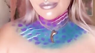 Jurassic Park cosplay themed makeup BIG BOOBS tit worship POV blonde milf