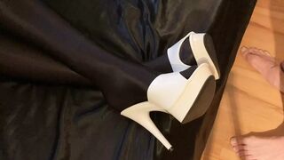 White Mules Black Spandex Legs per User Request