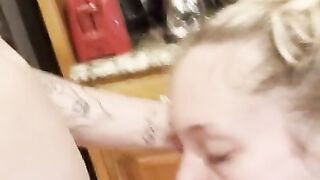 Blonde Teen Deepthroats cock while parents aren't home