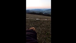 Outdoor Sex on the Top of the Hill at the Sunset. Mountain, Public, Hiking.