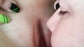 close up lesbian pussy licking