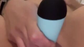 Sweet cutie cums with a vibrator,dildo and fingers