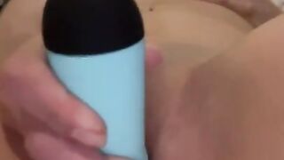 Sweet cutie cums with a vibrator,dildo and fingers