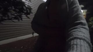 Teasing neighbors while picking up mail naked slut walk