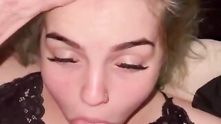 Pretty teen sucking dick