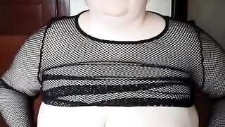 Playing with my fat tits for you!