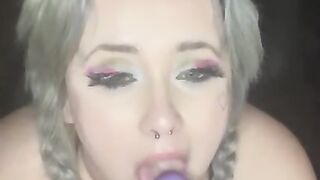 Slutty Alt Slut Sucks Dildo