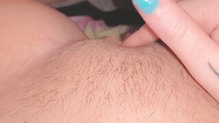 touching my wet hairy pussy