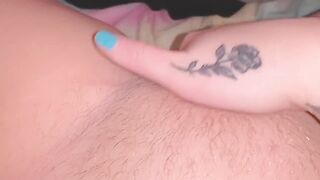 touching my wet hairy pussy