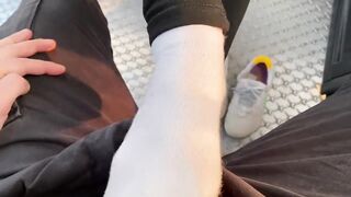 In Public Cum on Socks and wear Nike Shoes after. ( Footjob / Sockjob )