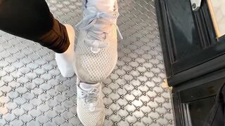 In Public Cum on Socks and wear Nike Shoes after. ( Footjob / Sockjob )