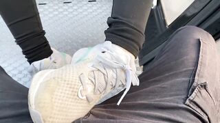 In Public Cum on Socks and wear Nike Shoes after. ( Footjob / Sockjob )