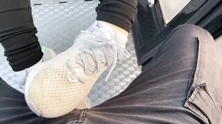 In Public Cum on Socks and wear Nike Shoes after. ( Footjob / Sockjob )