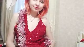 Beautiful homemade striptease in a red sexy dress