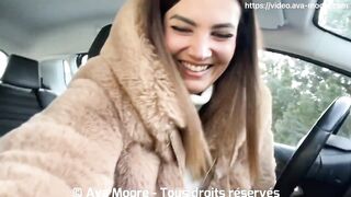 ORGASM IN MY CAR, I fuck my pussy with a big dildo on the side of a road