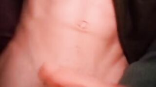 Massive cumshot on my belly (also hit my lips????)