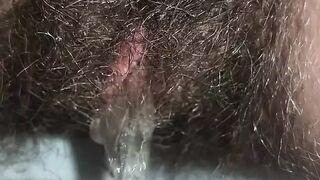 Super Hairy Pussy Pissing