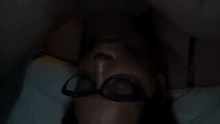 Face fucking turns into cumming on glasses and face