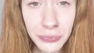 Redhead teen Egirl ahegao cum drooling