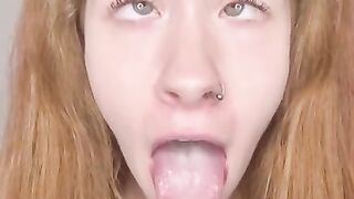 Redhead teen Egirl ahegao cum drooling