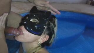 getting big blowjob from Milf inside the pool